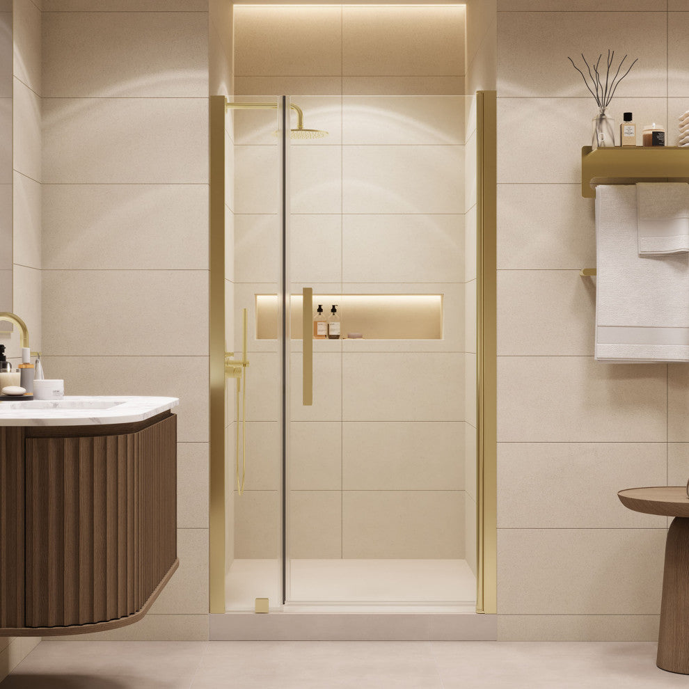 Pasadena 39 7/16-41 3/8"Wx72"H Alcove Pivot Shower Door Gold