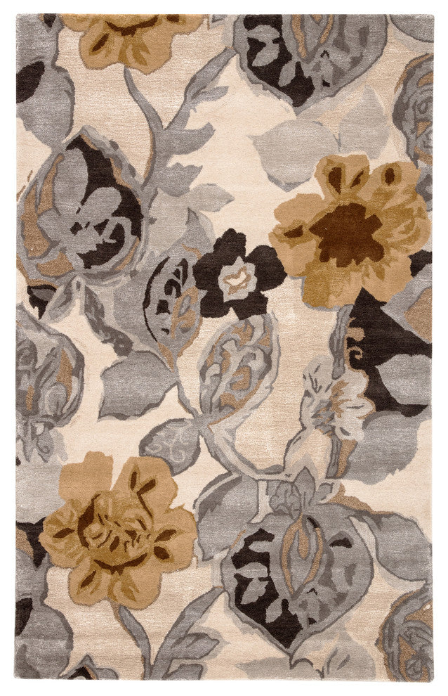 Jaipur Living Petal Pusher Handmade Floral Multicolor/White Area Rug, 3'6"x5'6"
