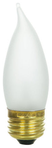 Sunlite 25 Watt Flame Tip Chandelier, Medium Base, Frost, 2 Pack