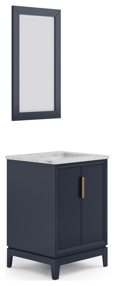 Elizabeth 24" Single Sink Carrara White Marble Vanity, Monarch Blue