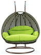 2 Person Beige Wicker Double Hanging Egg Swing Chair, Light Green