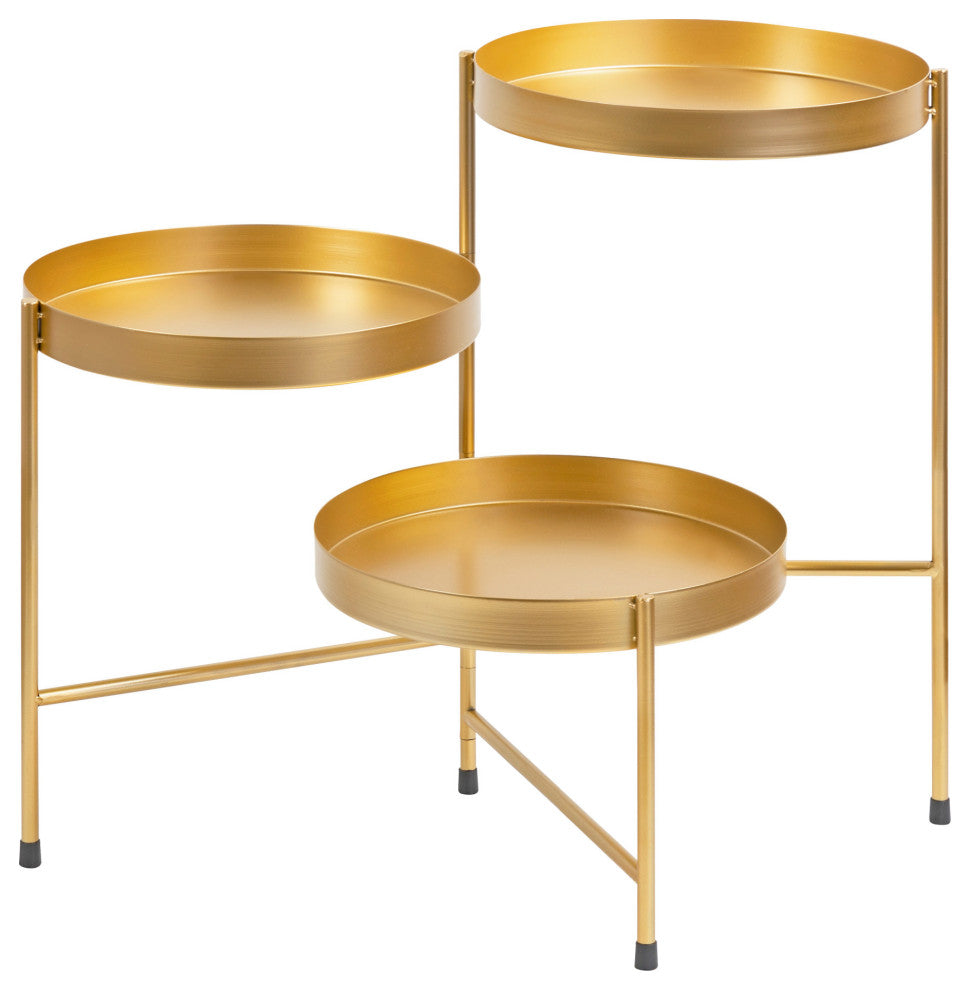Finn Tiered Metal Plant Stand, Gold 13x13x22