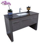 55.3" Single Sink Vanity, Taupe With Marble Top, Tan Brown