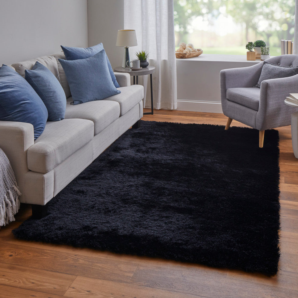 Weave & Wander Armada Plush Shag Rug, Black, 2'x3'4"