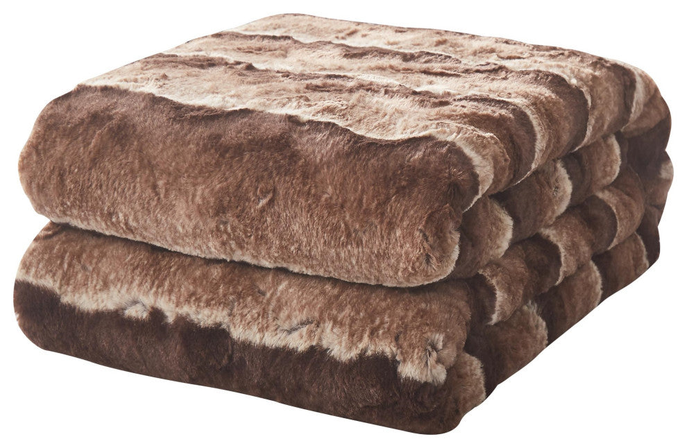 Tache Golden Faux Fur Sherpa Throw Blanket, 63"x87"