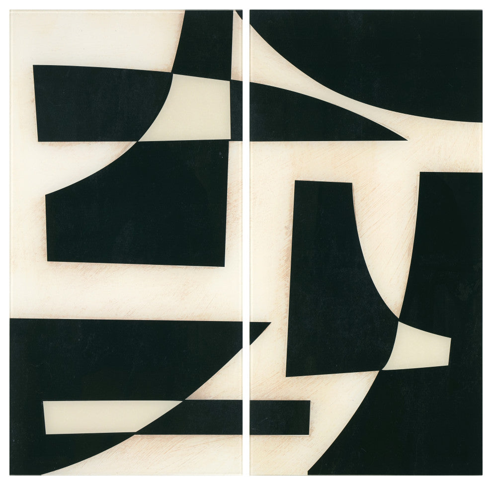 "Onyx Cutout" Oversized 72"x36" Frameless Reverse Printed Tempered Art Glass Set