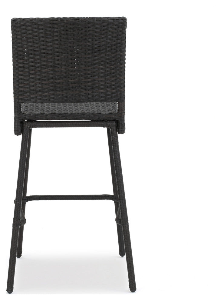 GDF Studio Trestle Outdoors Dark Brown Wicker Bar Stools, Set of 2