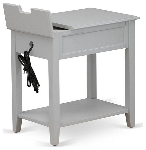 Wood Night Stand For Bedroom, 1 Wooden Drawer, Urban Gray