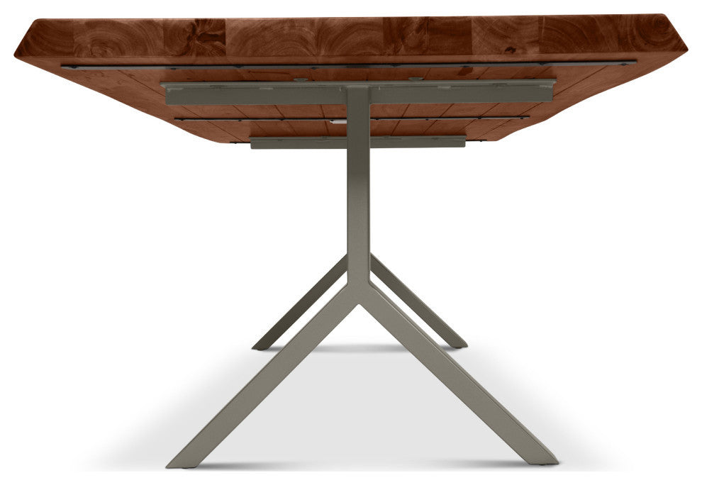 Brooks Dining Table, Y Base, 40"x116", Americano Top, Pewter Base