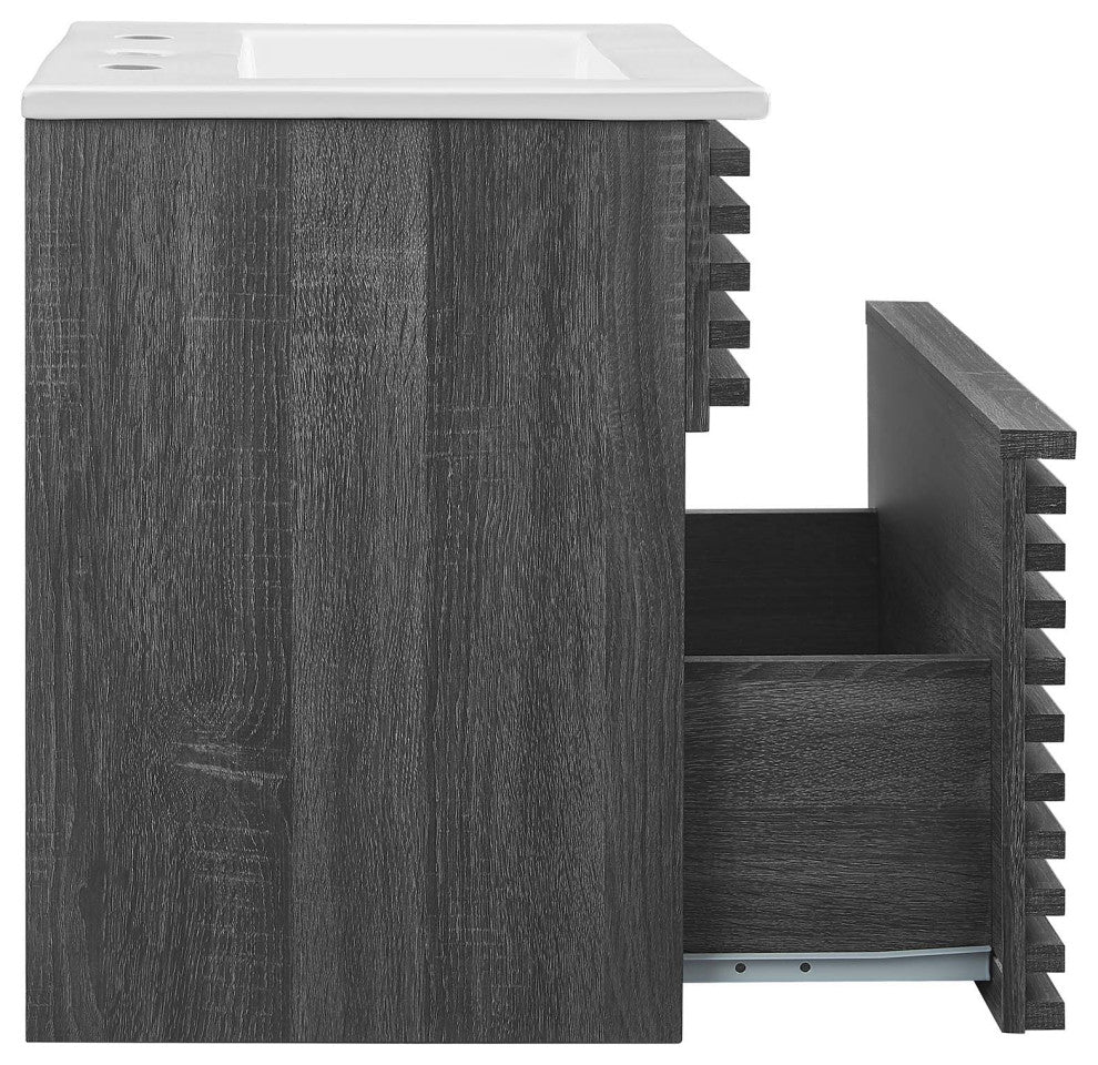 Render 18" Wall-Mount Bathroom Vanity, Charcoal White