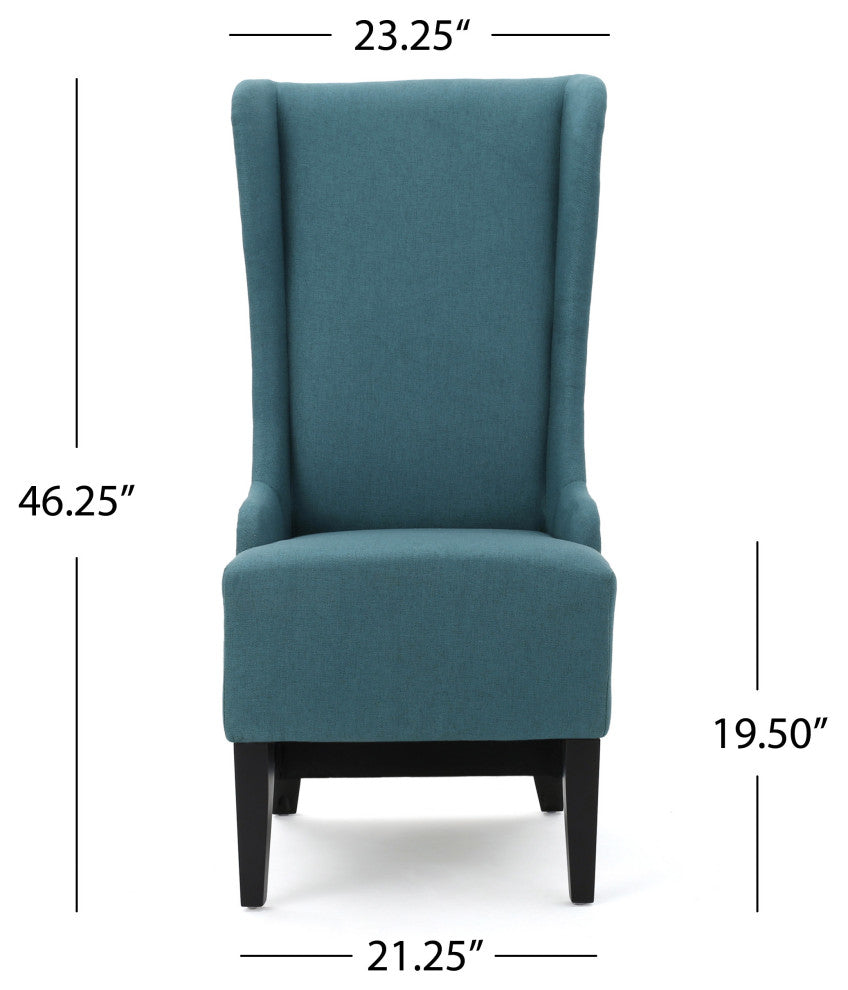GDF Studio Sheldon Traditional Design High Back Fabric Dining Chair, Teal