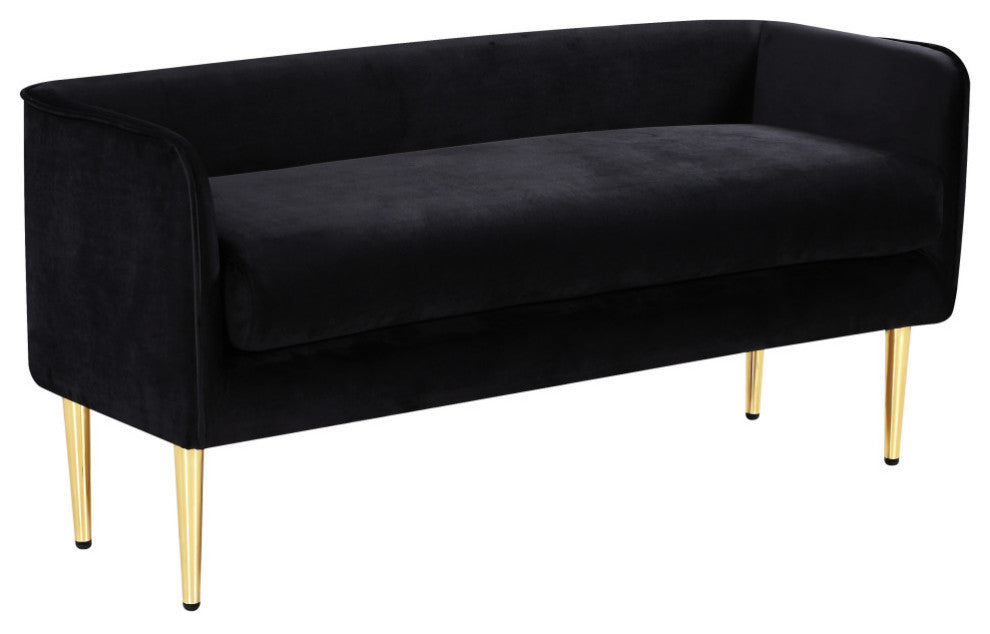 Audrey Velvet Upholstered Bench, Black
