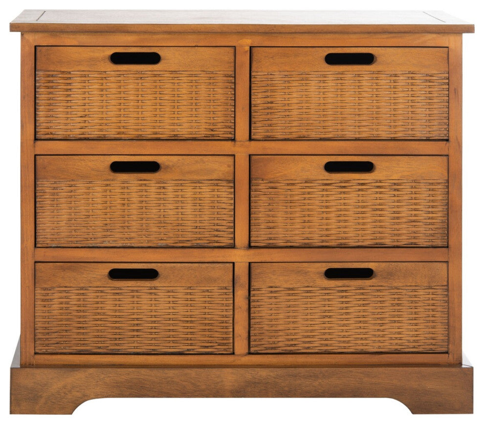 Safavieh Landers 6 Drawer Storage Unit, Honey