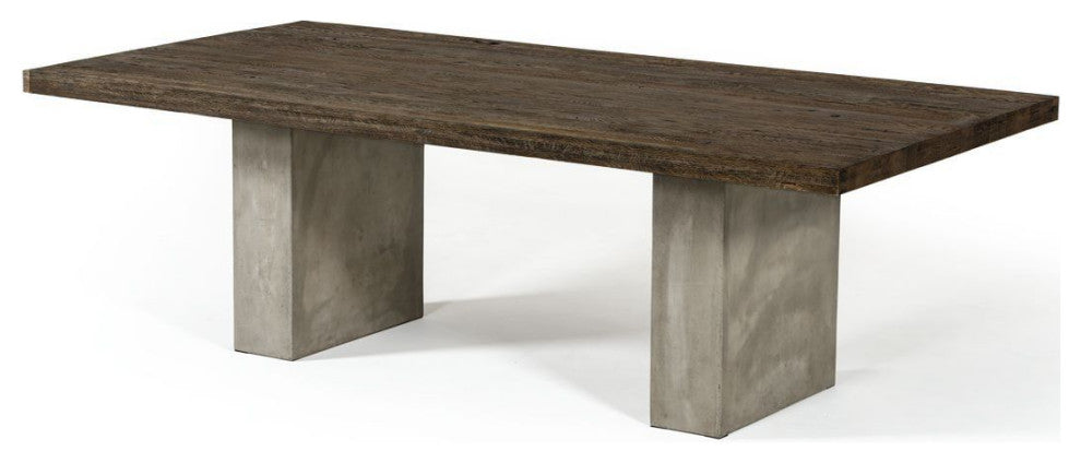 Modrest Renzo Modern Oak and Concrete Dining Table, Large