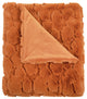 Cloud Carved Faux Fur Throw Blanket, Burnt Orange