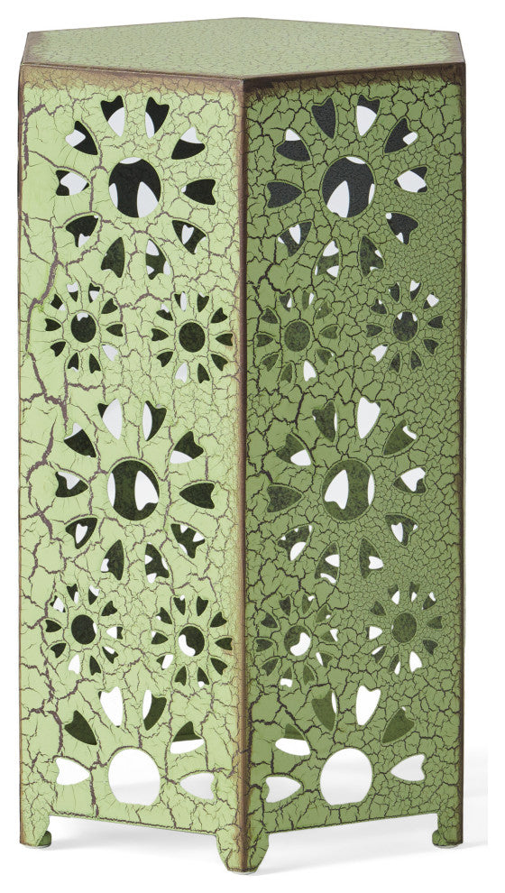 GDF Studio Elliot Outdoor 14" Sunburst Iron Side Table, Crackle Green