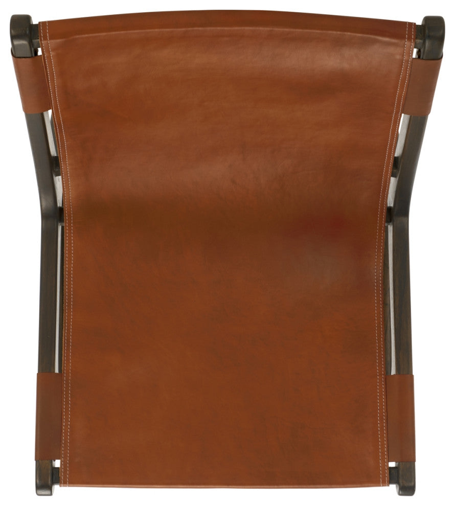 Safavieh Couture Alanarose Leather Accent Chair, Brown/Walnut