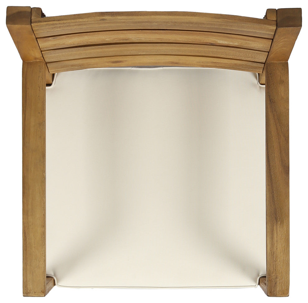 GDF Studio Arely Outdoor Acacia Wood Dining Chairs, Set of 2, Beige