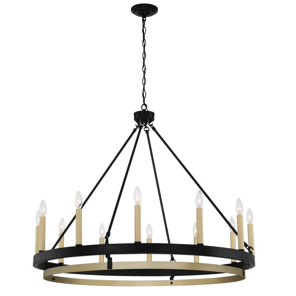 12 Light Candle Style Wagon Wheel Chandelier