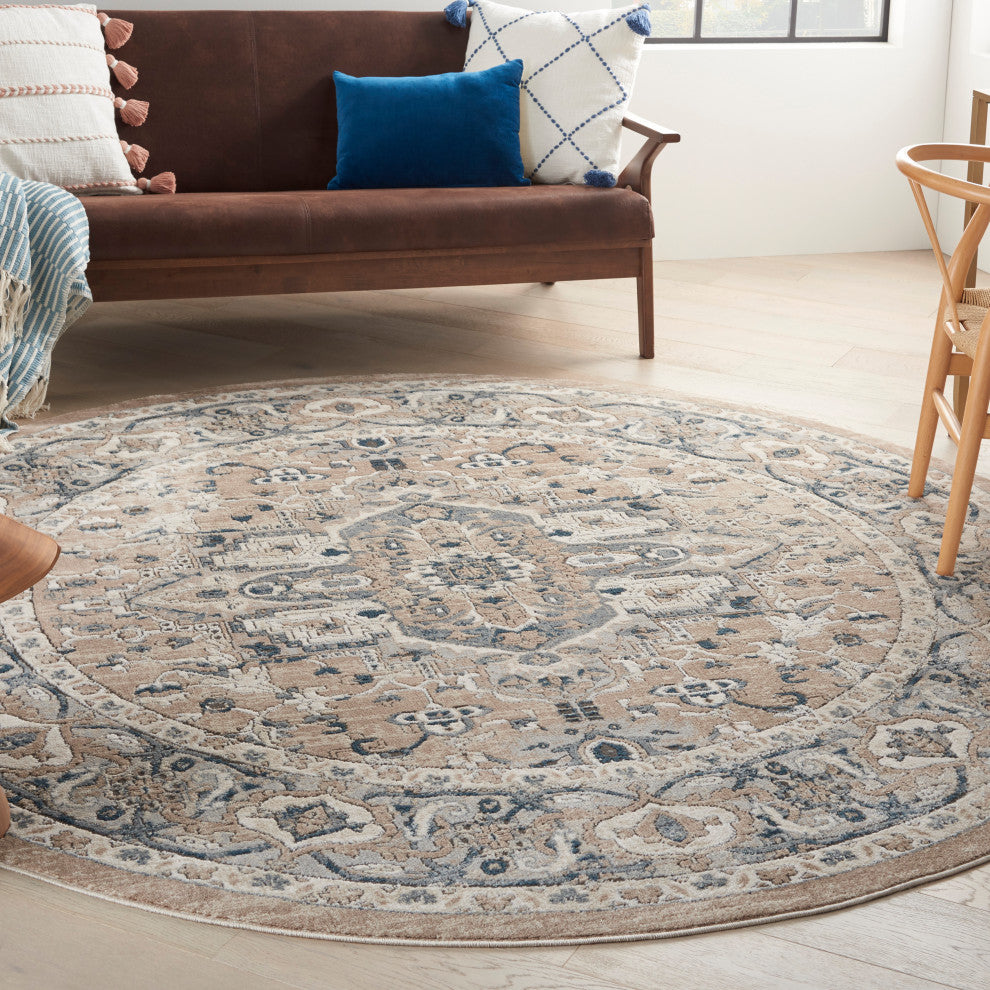 Nourison Quarry 7�10� x Round Beige Grey Farmhouse Indoor Rug