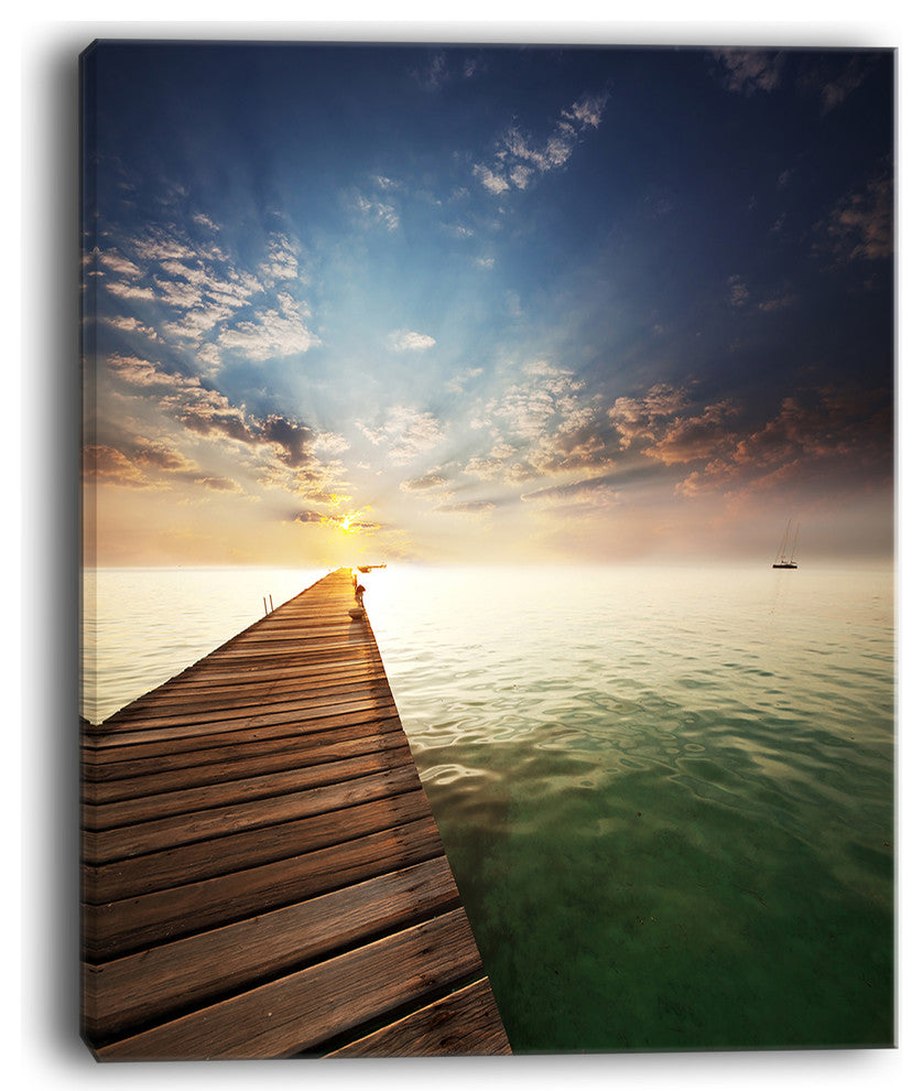 "Wooden Boardwalk Into Indefinite Sea" Sea Bridge Canvas Print, 30"x40"