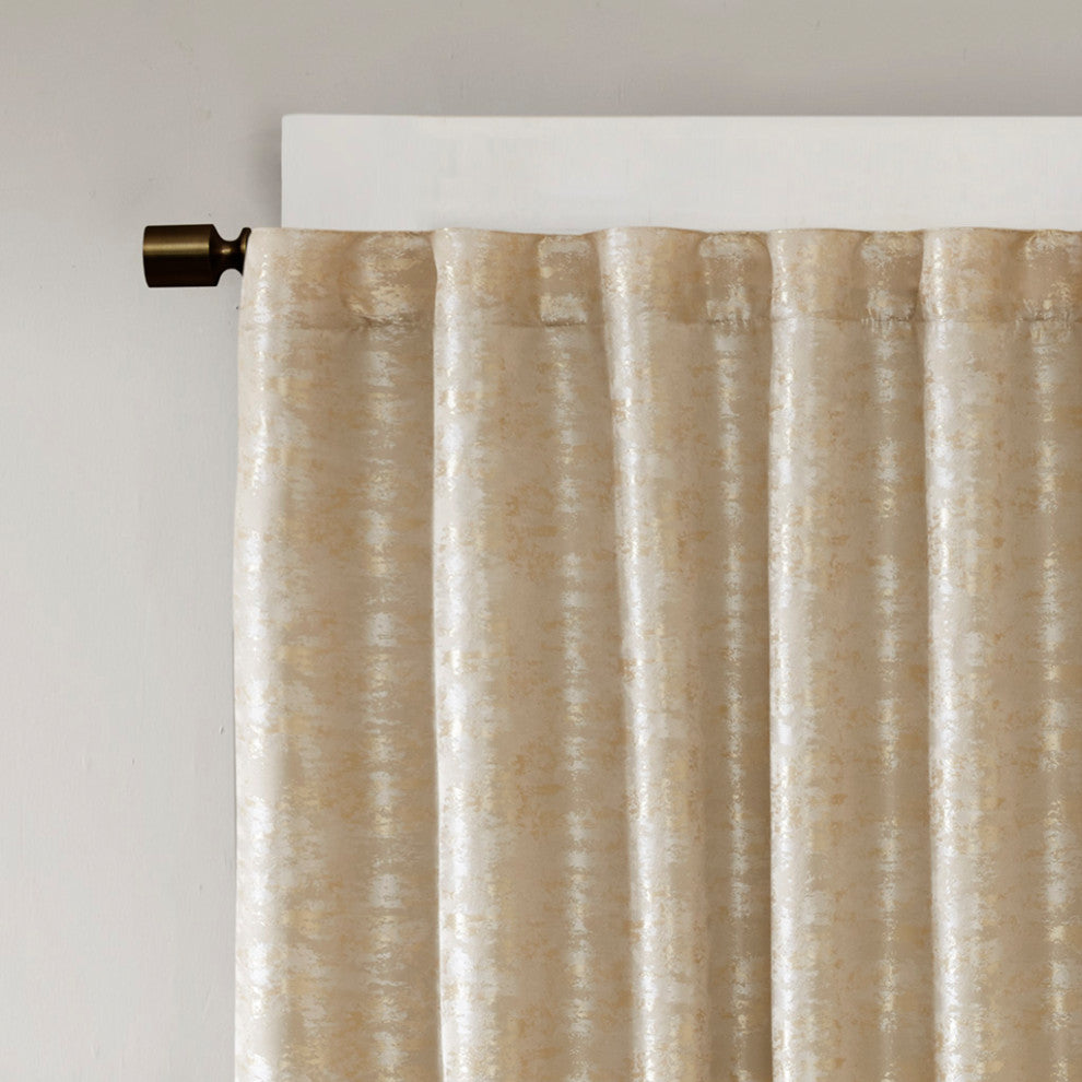 SunSmart Cassius Marble Total Blackout Window Curtain, Gold, Gold, Panel - 95"