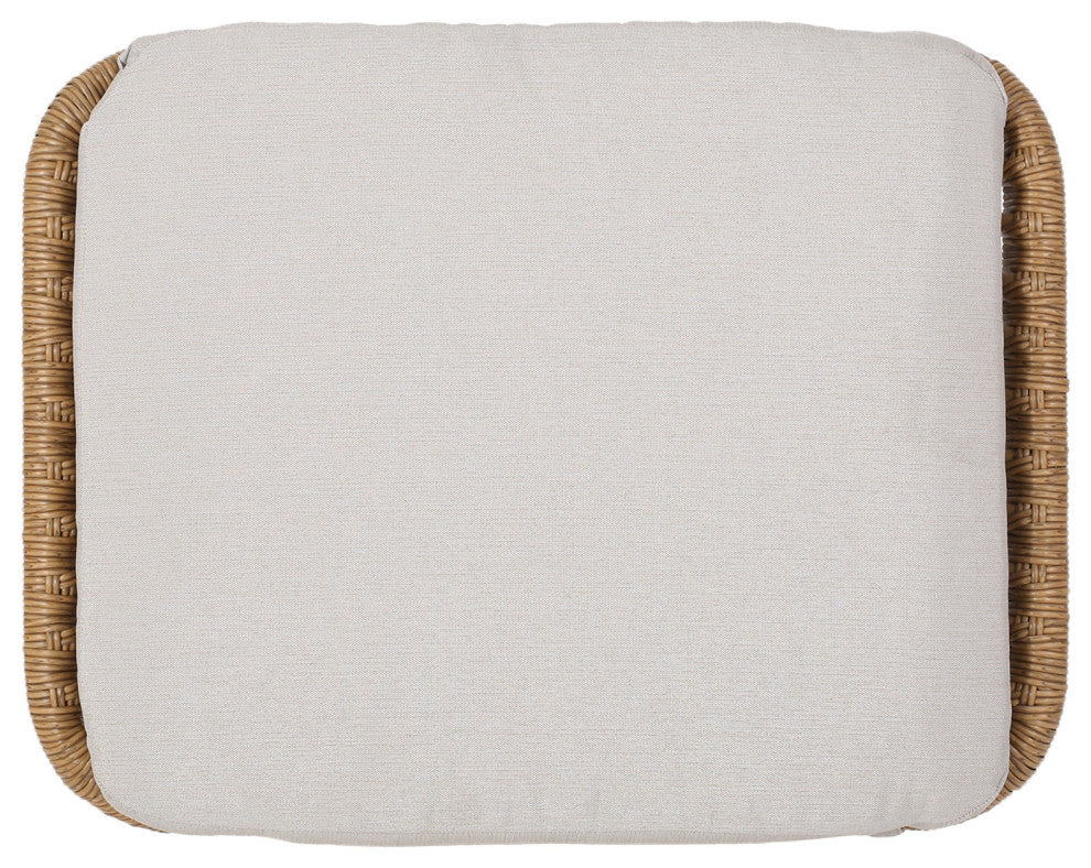 Gloria Outdoor Modern Boho Wicker Ottoman, Set of 2, Brown