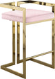 Ezra Counter Stool, Set of 2, Pink Velvet, Gold Base