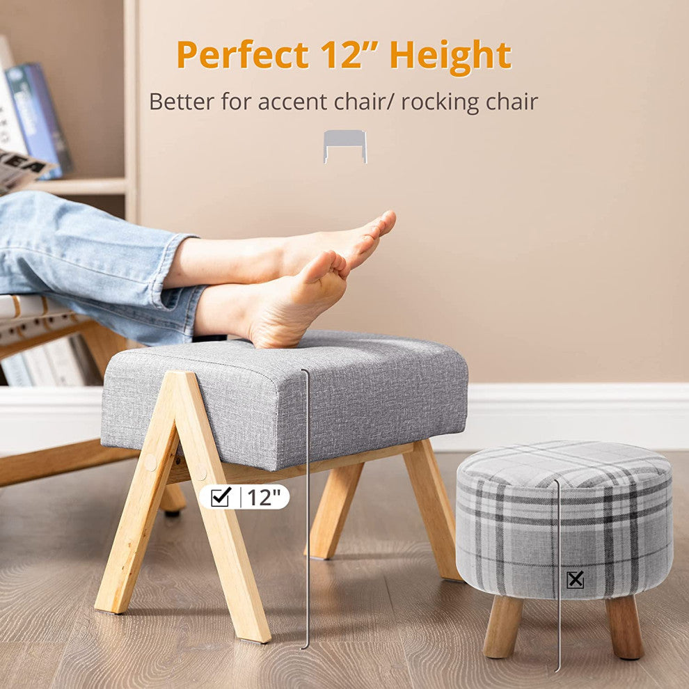 Padded Wooden Footstools and Ottoman