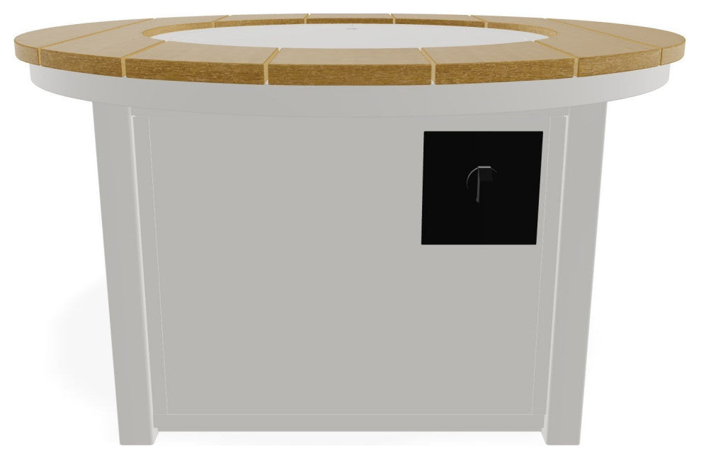 42" Marine Grade Fire Table with Propane Shelf, Snow/Teak
