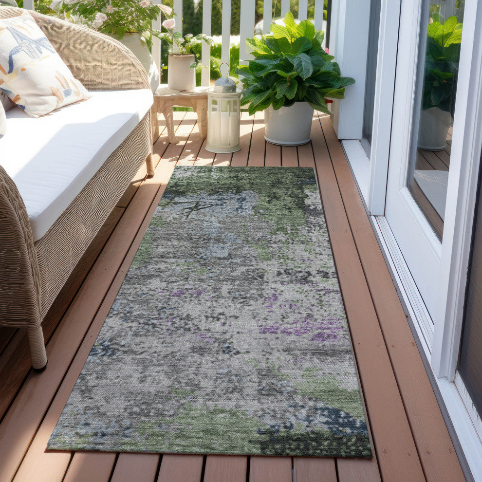Machine Washable Indoor/Outdoor Chantille ACN1911 Fern 2'3" x 7'6" Runner Rug