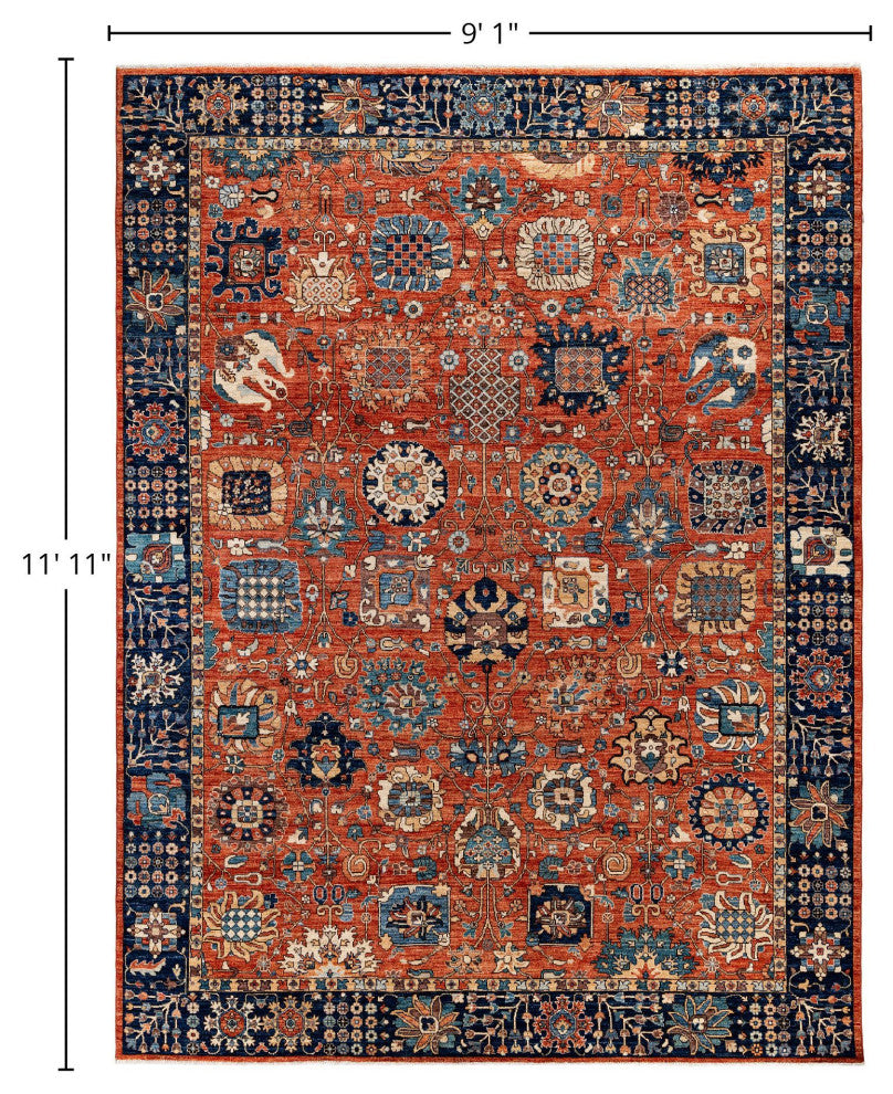Serapi One-of-a-Kind Hand-Knotted Area Rug Red, 9'1" x 11'11"