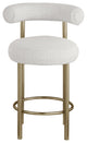 Bordeaux Upholstered Stool, Cream, Boucle Fabric, Brushed Brass, Set of 2