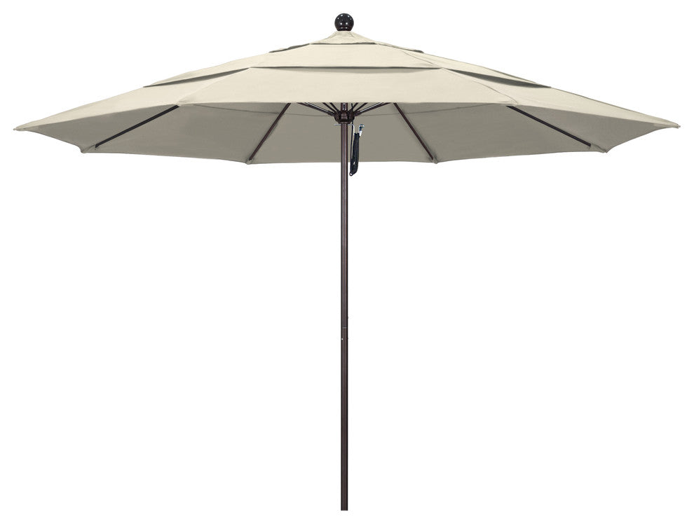 11' Fiberglass Umbrella Bronze, Olefin, Antique Beige, 11'