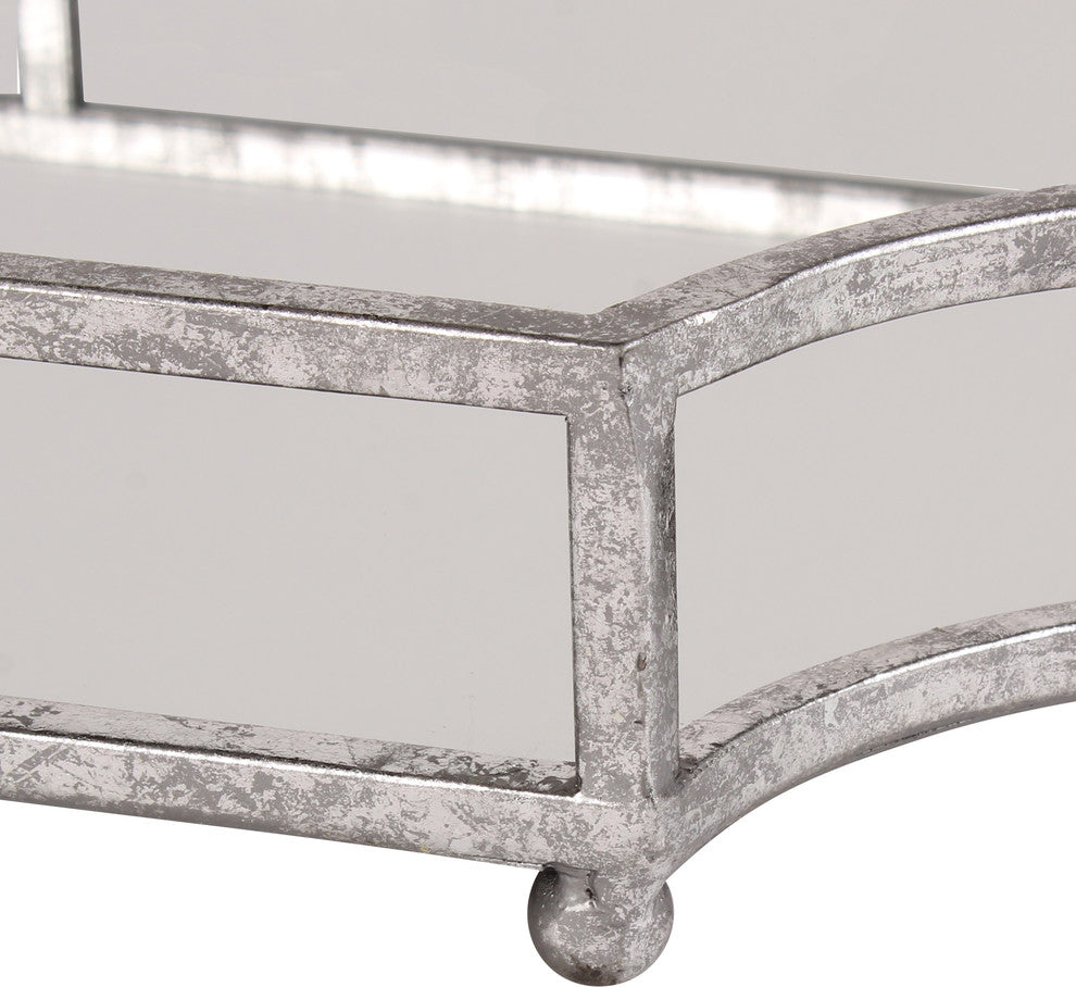 Kate and Laurel Ciel Metal Mirrored 12x18 Decorative Tray, Silver