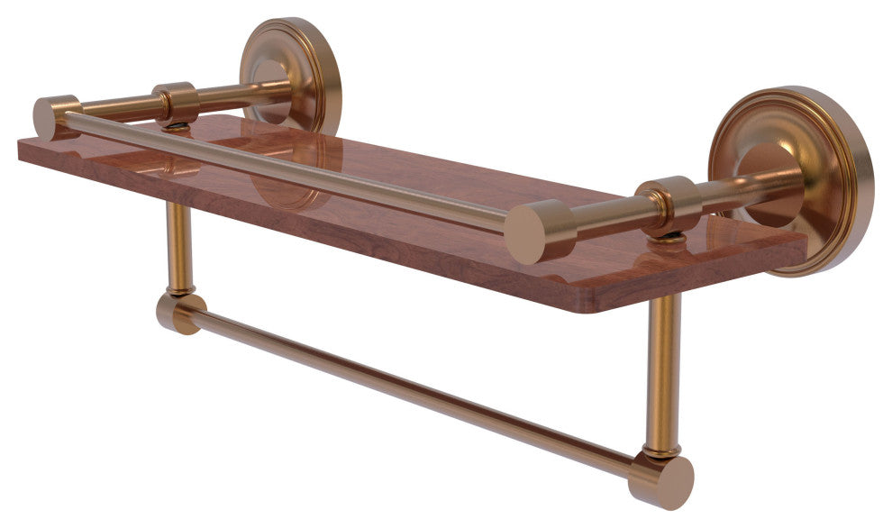 Prestige Regal 16" Wood Shelf with Gallery Rail and Towel Bar, Brushed Bronze