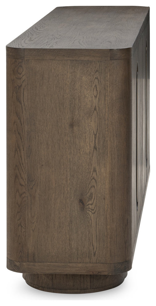 Tiber 74" Oak Veneer Buffet Sideboard, Toasted Brown