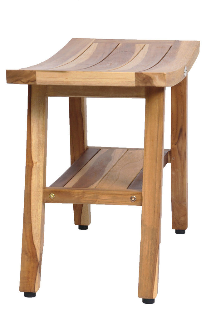 Ecodecors Satori Eastern Style Earthyteak Shower Bench, 28", With Shelf