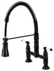 Two-Handle Deck-Mount Pull-Down Sprayer Kitchen Faucet, Oil Rubbed Bronze