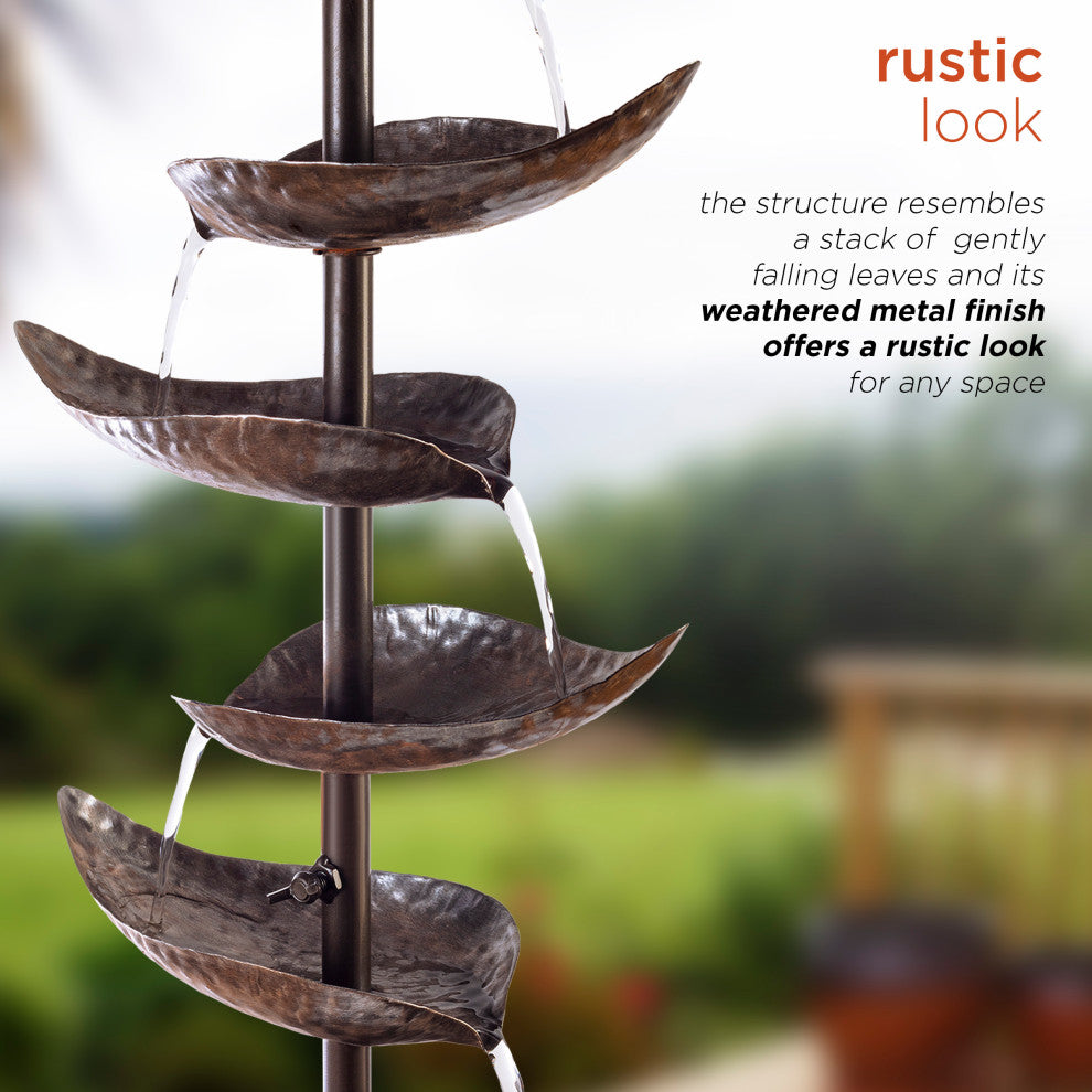 Alpine Rustic Metal Silver Tiered Fountain, 70" Tall