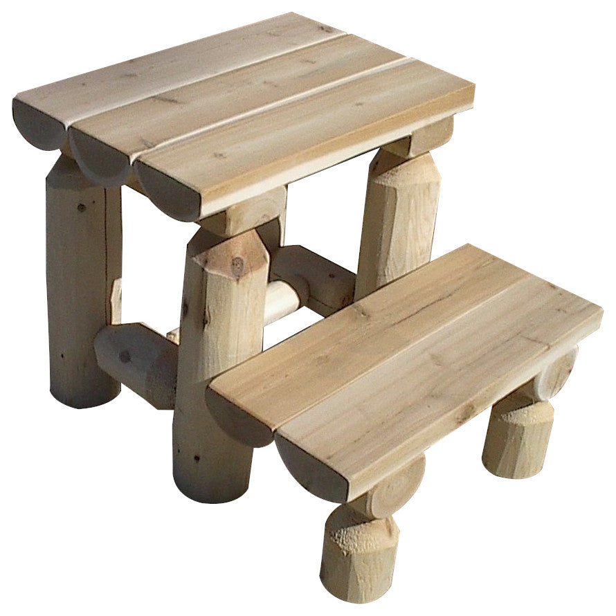Rustic White Cedar Log Step Stool