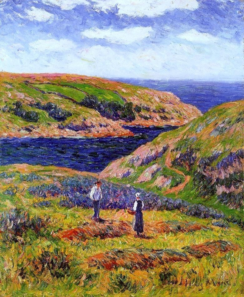 Henri Moret Cliffs at Clohars, Carnoet Premium Canvas Print