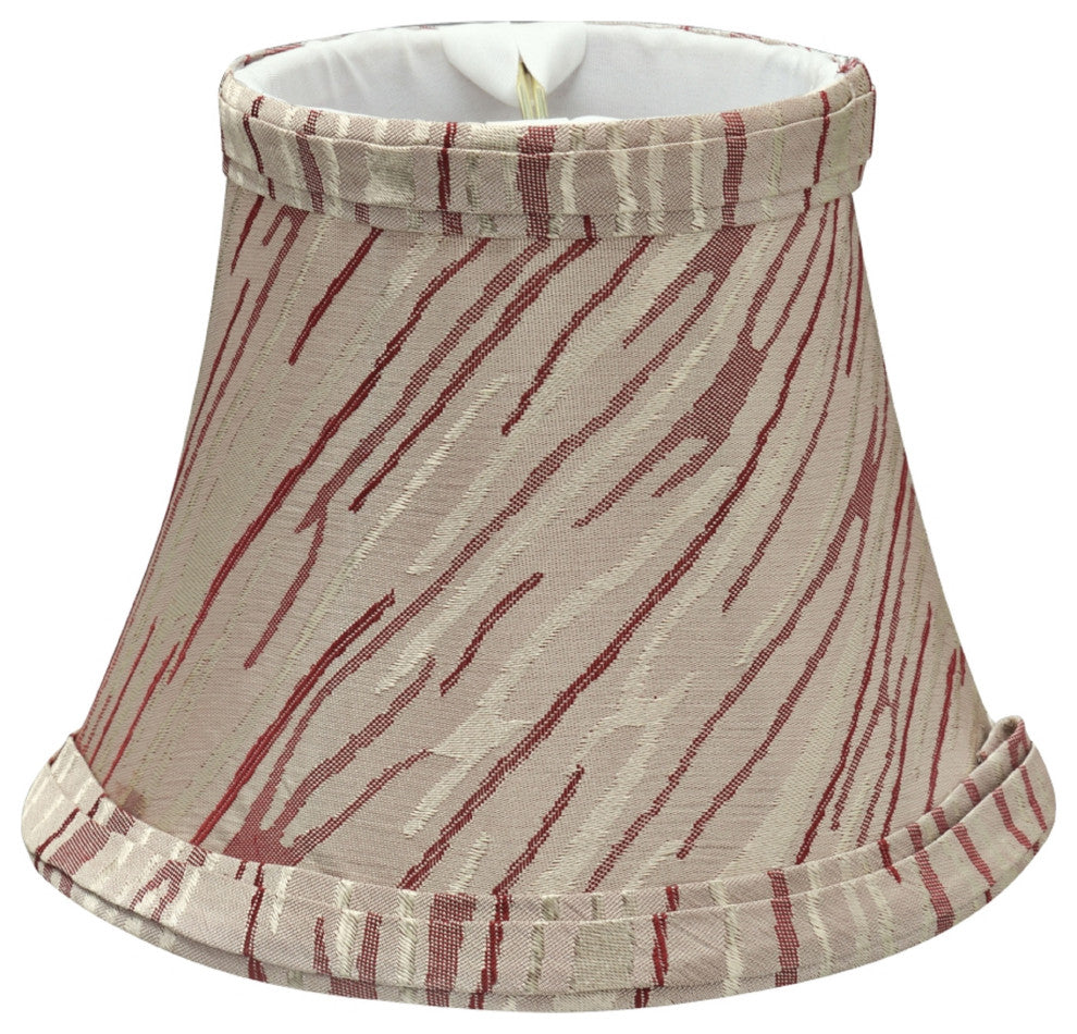30006-2 Bell Chandelier Clip On Lamp Shade Off White & Red Striping 3"x5"x4"