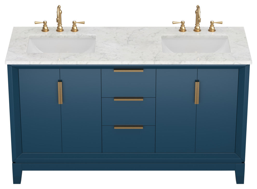 The Ezra Bathroom Vanity, Monarch Blue, 60", Double Sink, Freestanding