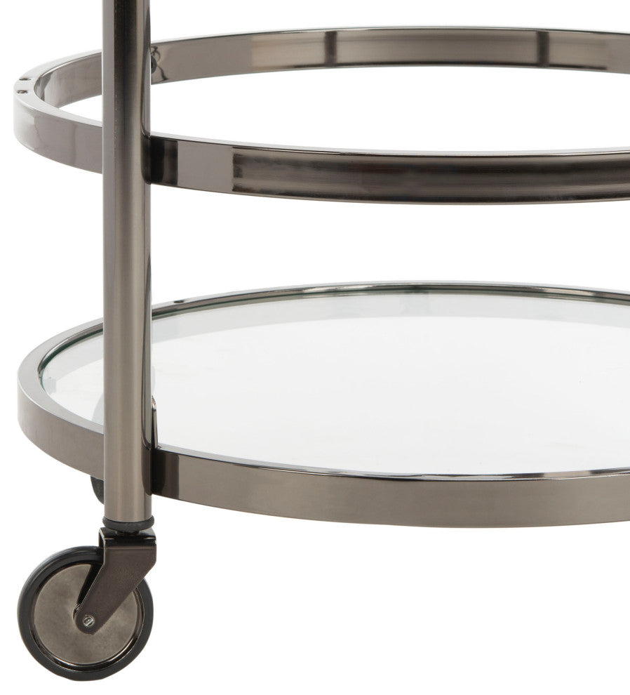 Safavieh Sienna 2 Tier Round Bar Cart, Black Nickel