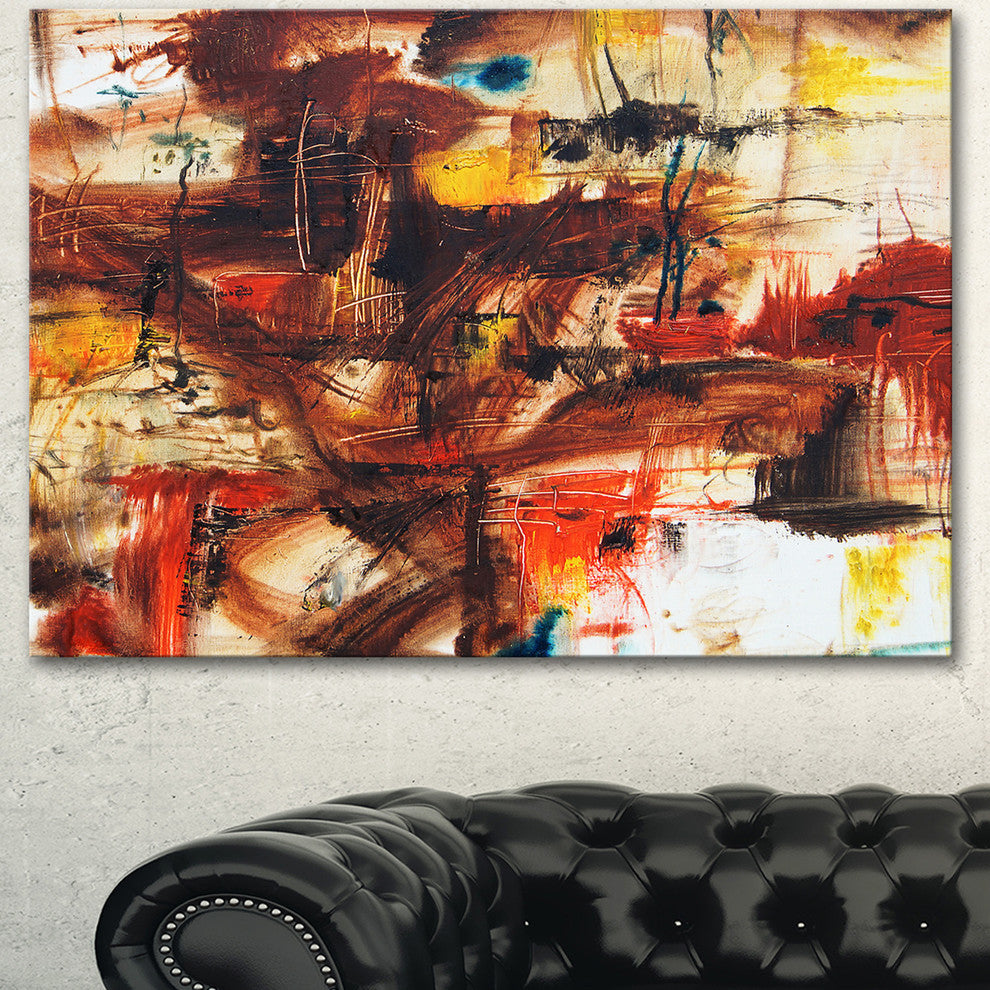 Watercolor Red and Yellow Spots, Large Abstract Canvas Artwork, 40"x30"