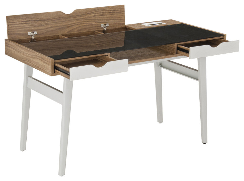Techni Mobili Compact Computer Desk with Multiple Storage, Walnut