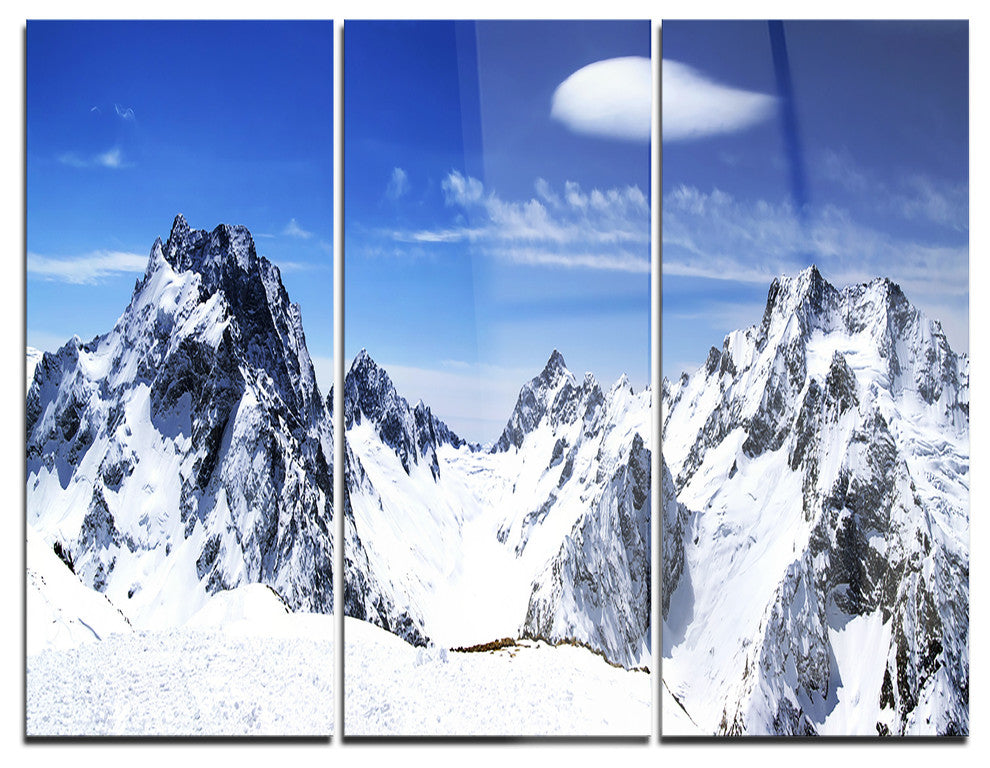 "Panorama Caucasus Mountains" Photography Metal Wall Art, 3 Panels, 36"x28"