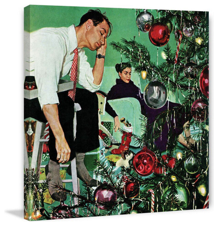 "Trimming the Tree" Painting Print on Canvas by George Hughes