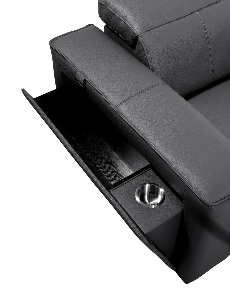 Niccolo Italian Leather 12-Piece U-Shaped 4 Power Reclining Sectional, Dark Gray
